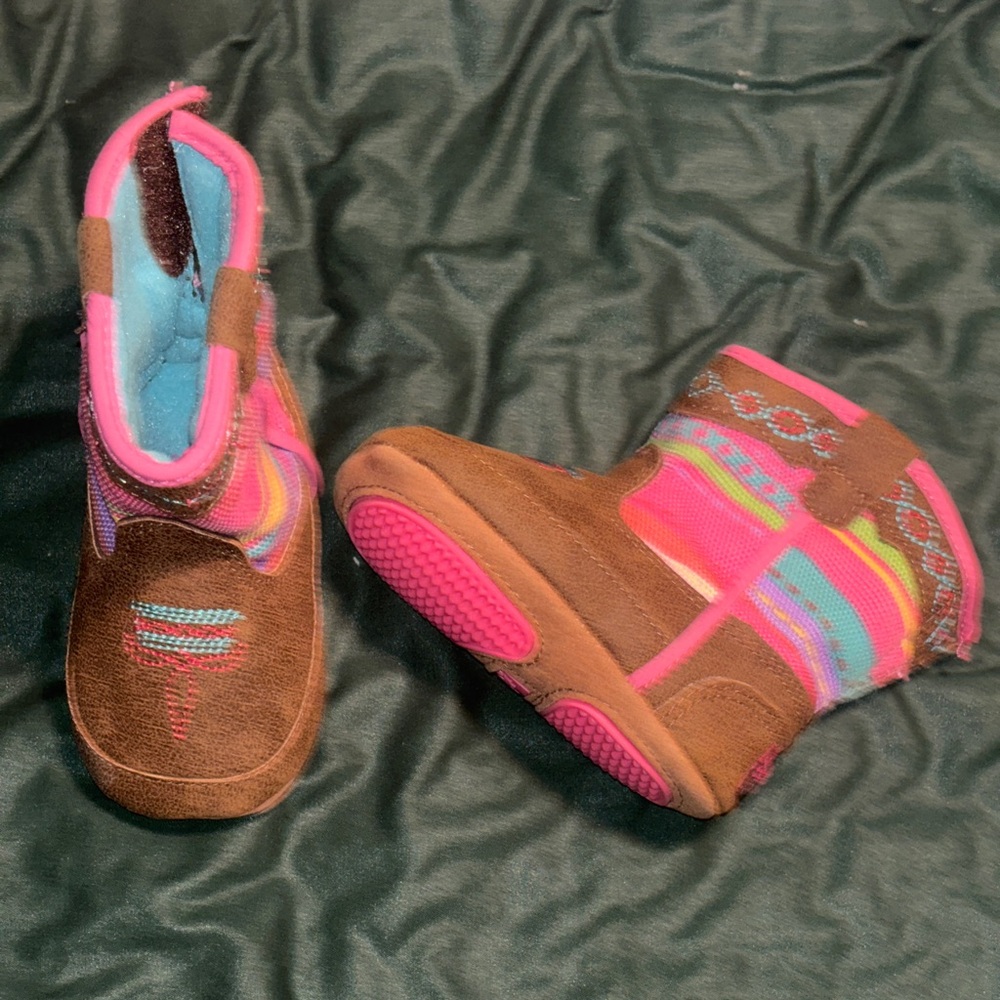 Blazin Roxx Brown and Pink Kids Boots